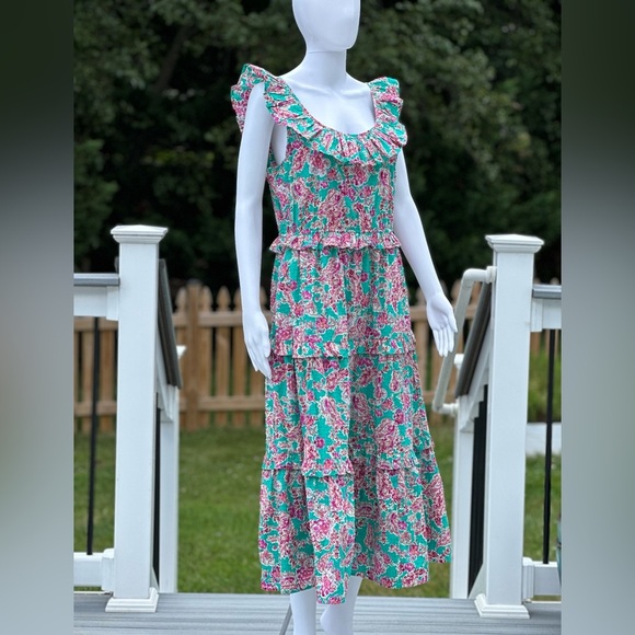 J.Crew Printed Ruffle Midi Dress - Picture 4 of 13